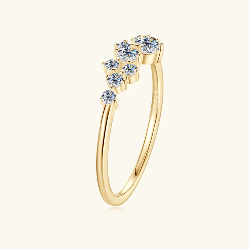 Anillo de molissanita en Plata de Ley chapado en Oro de 18k