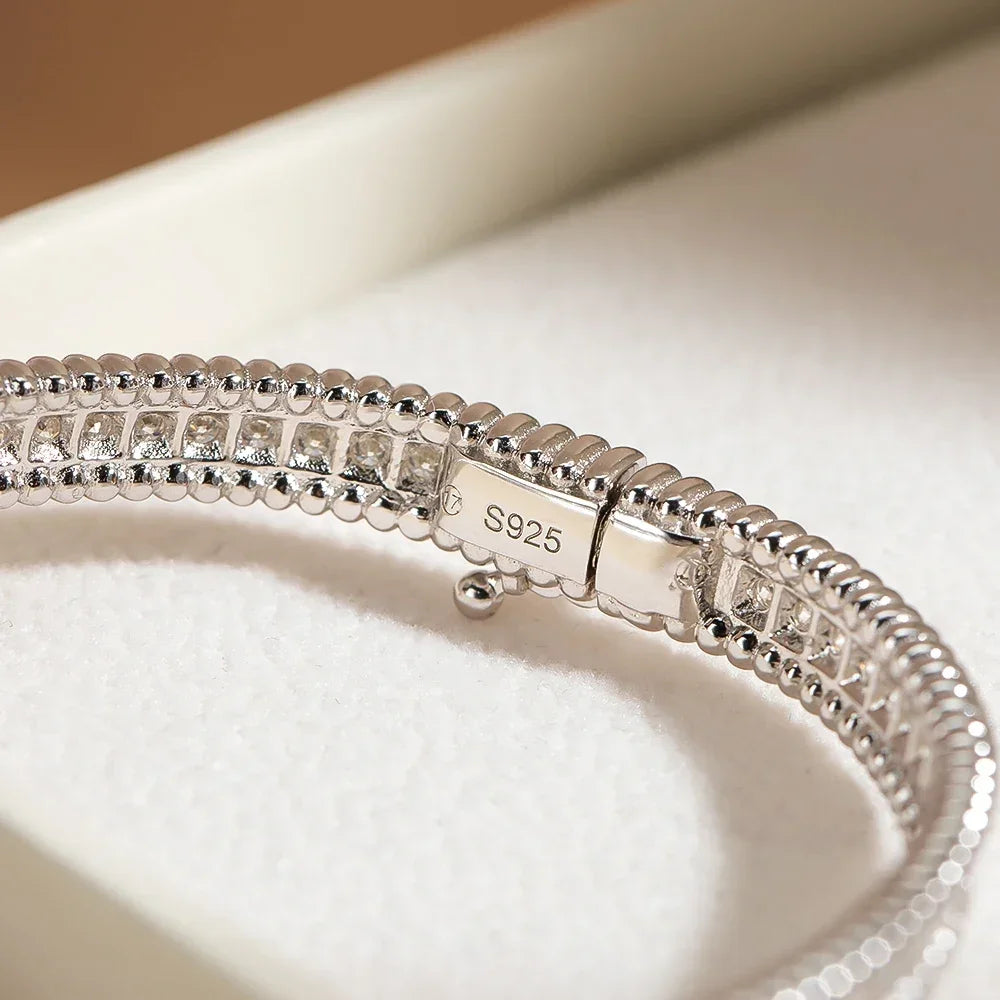 Pulsera de moissanita de 100% Plata de Ley S925 chapada en Oro de 18k