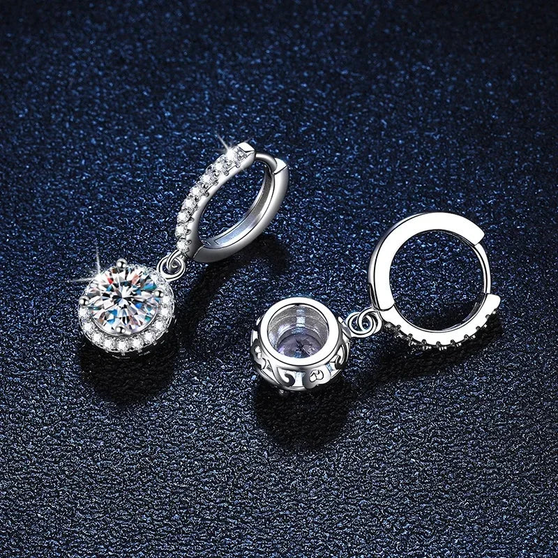 Pendientes de moissanita de 1 quilate en Plata de Ley 925