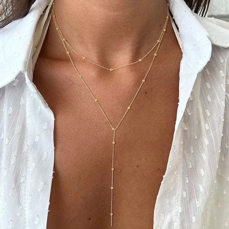 Gargantilla doble con colgante de gota