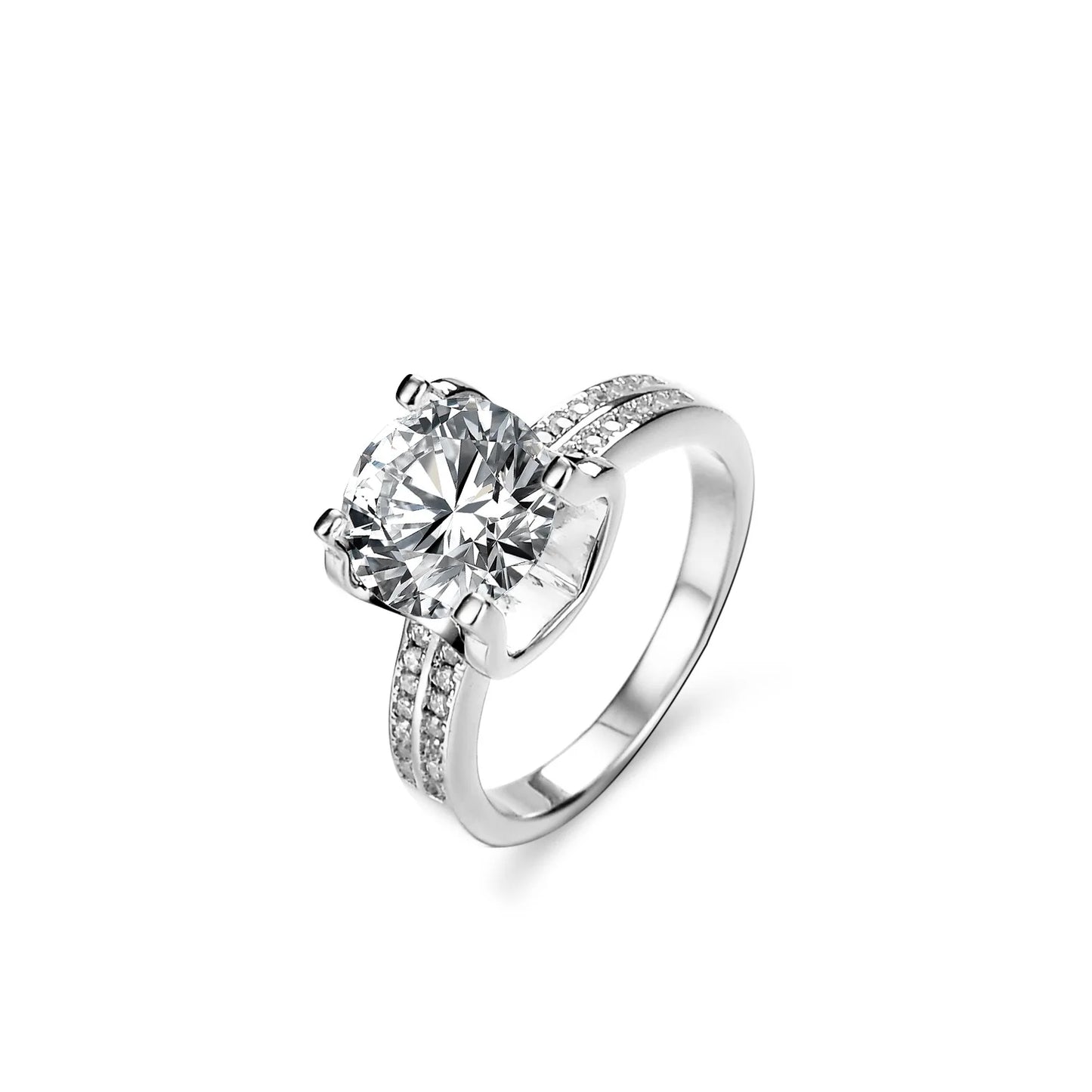 Anillo de Moissanita 3quilates de Plata de Ley S925 y Platino