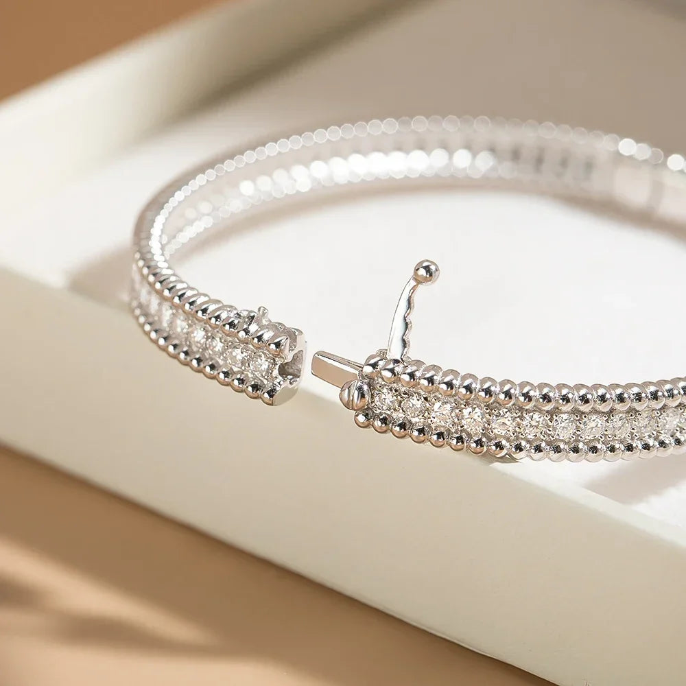 Pulsera de moissanita de 100% Plata de Ley S925 chapada en Oro de 18k