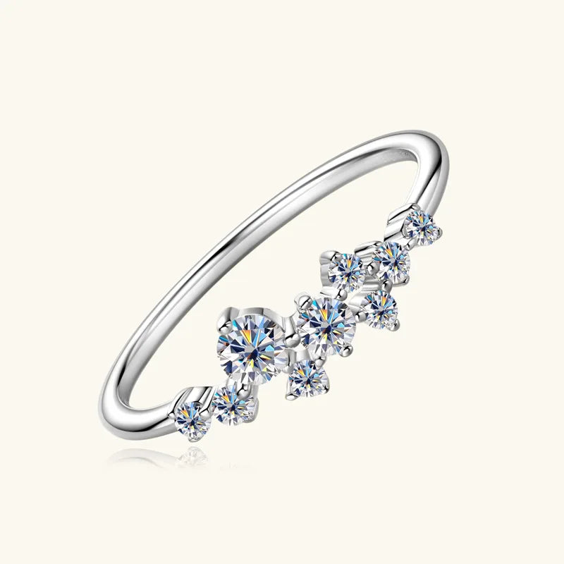 Anillo de molissanita en Plata de Ley chapado en Oro de 18k