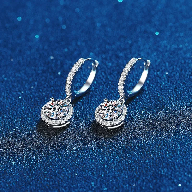 Pendientes de moissanita de 1 quilate en Plata de Ley 925