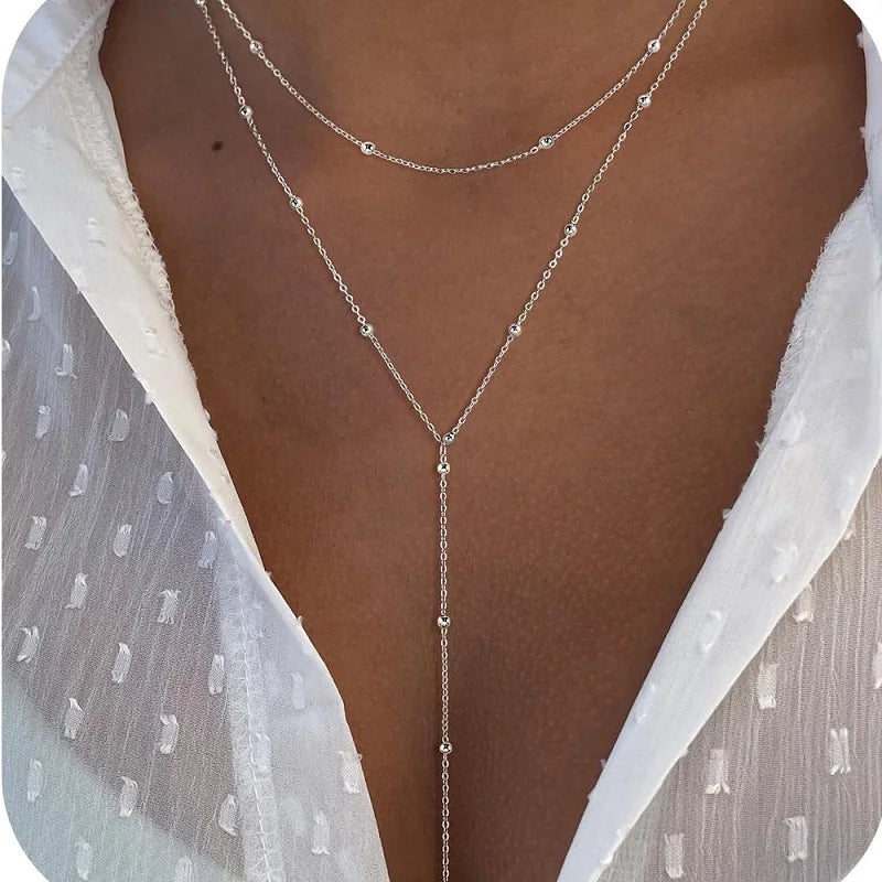 Gargantilla doble con colgante de gota