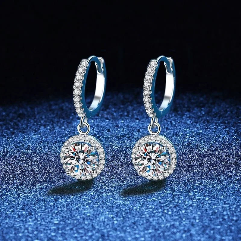 Pendientes de moissanita de 1 quilate en Plata de Ley 925