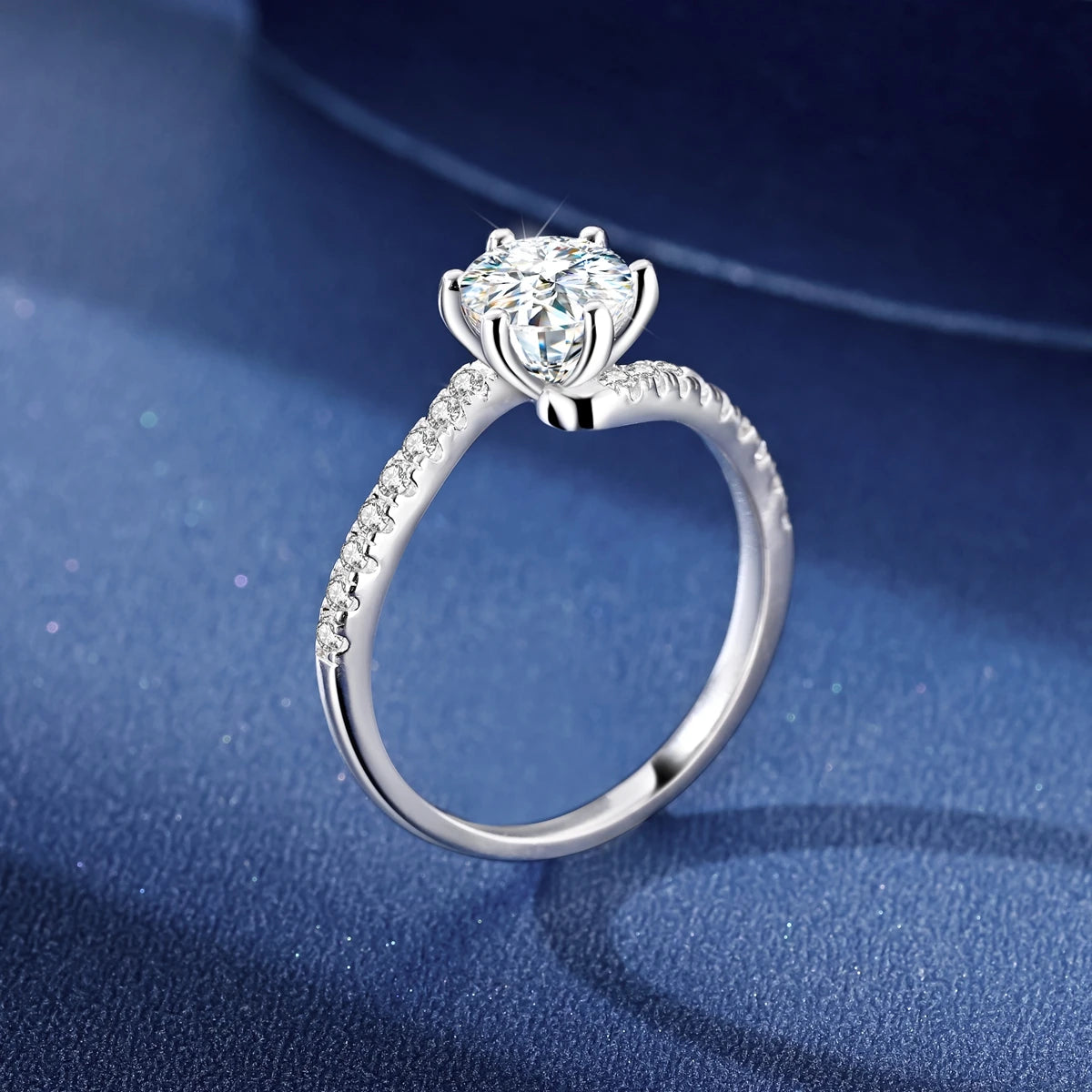 Anillo de moissanita de Plata esterlina 925 de 1 quilate