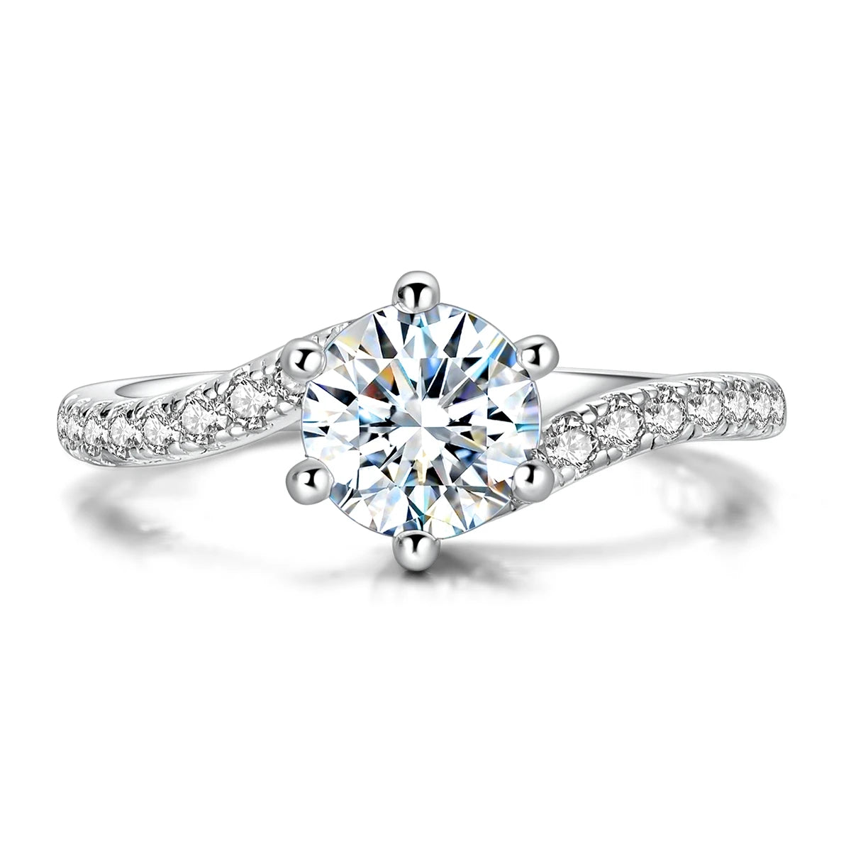 Anillo de moissanita de Plata esterlina 925 de 1 quilate