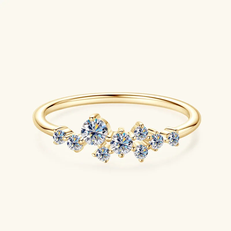 Anillo de molissanita en Plata de Ley chapado en Oro de 18k